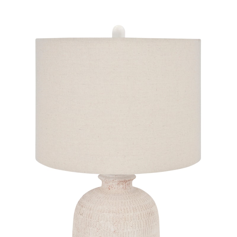 Nourison 24" White Terracotta Textured Farmhouse Table Lamp