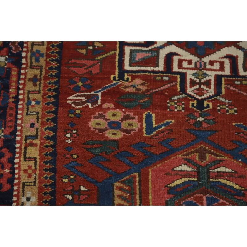 Hand Knotted Oriental 100% Wool Carpet Traditional Tribal Oranges & Rust Gharajeh Area Rug - 4' 5'' X 3' 5''