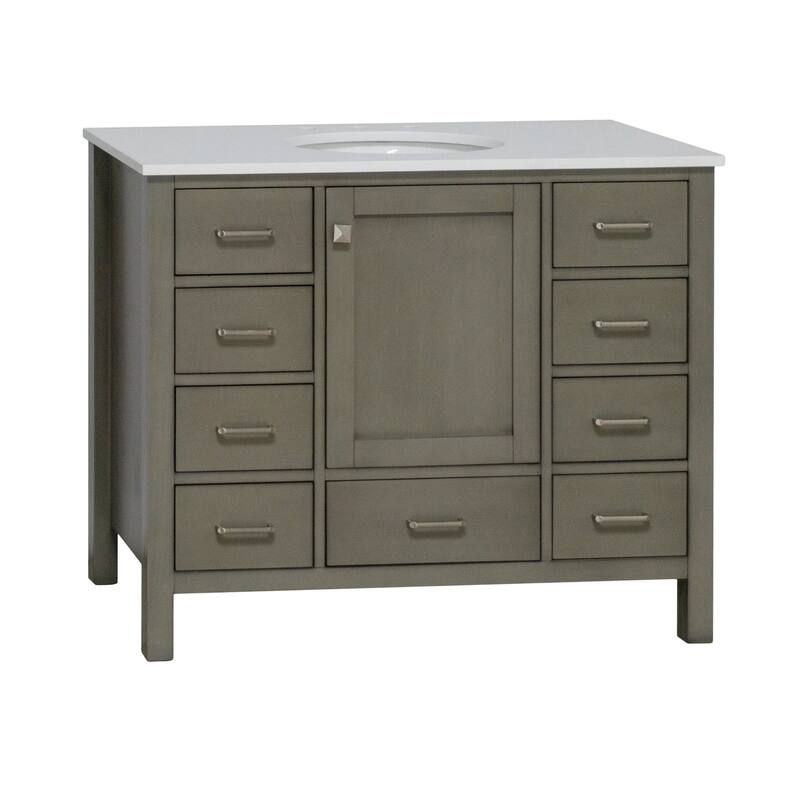 KitchenBathCollection Horizon 42" Bathroom Vanity with Engineered White Top