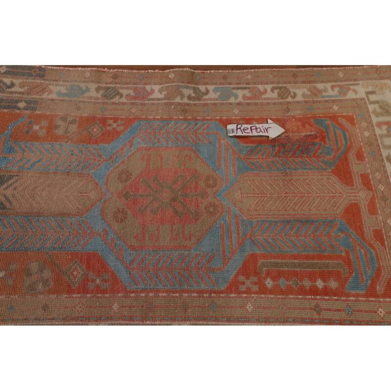 Orange Ardebil Persian Vintage Runner Rug Hand-Knotted Wool Carpet - 3'0" x 10'0"