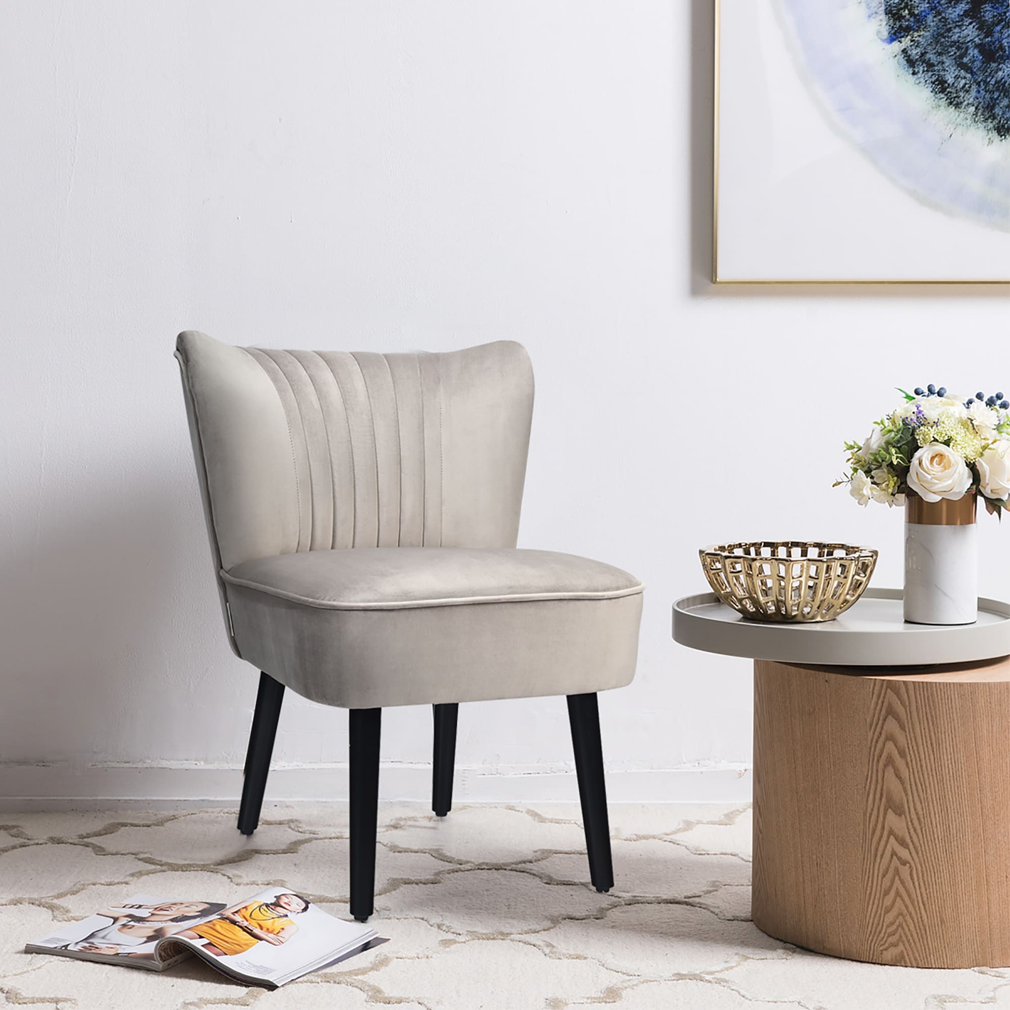 Costway armless accent chair modern velvet leisure hot sale chair