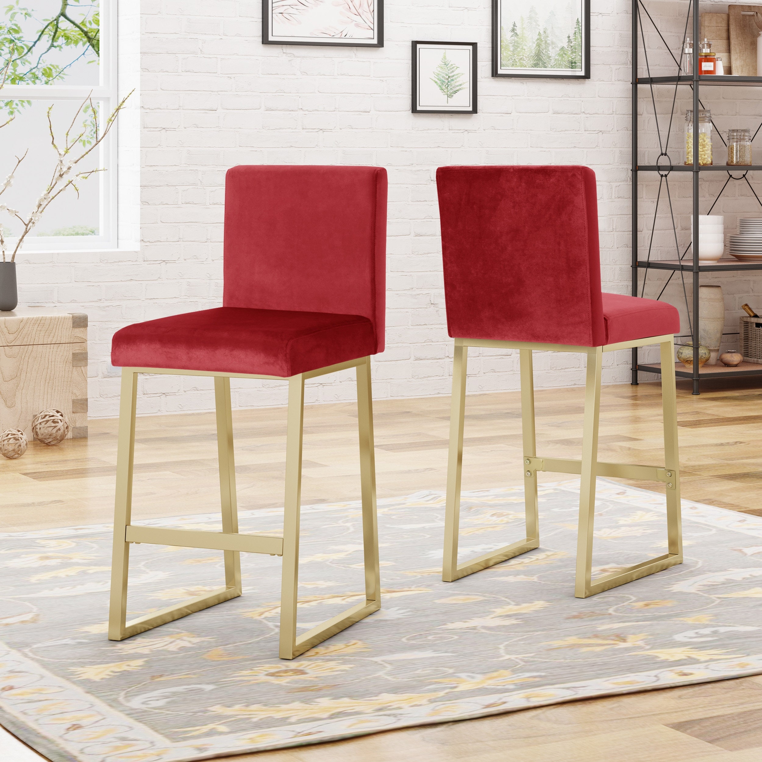 Toucanet Modern Glam Velvet Barstools Set of 2 by Christopher Knight Home On Sale Bed Bath Beyond 22968012