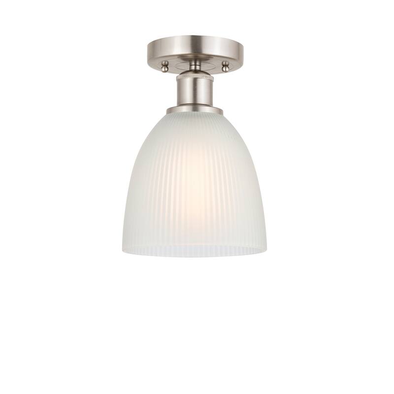 Innovations Lighting Edison Castile - 1 Light 6" Semi-Flush Mount - Brushed Satin Nickel/White