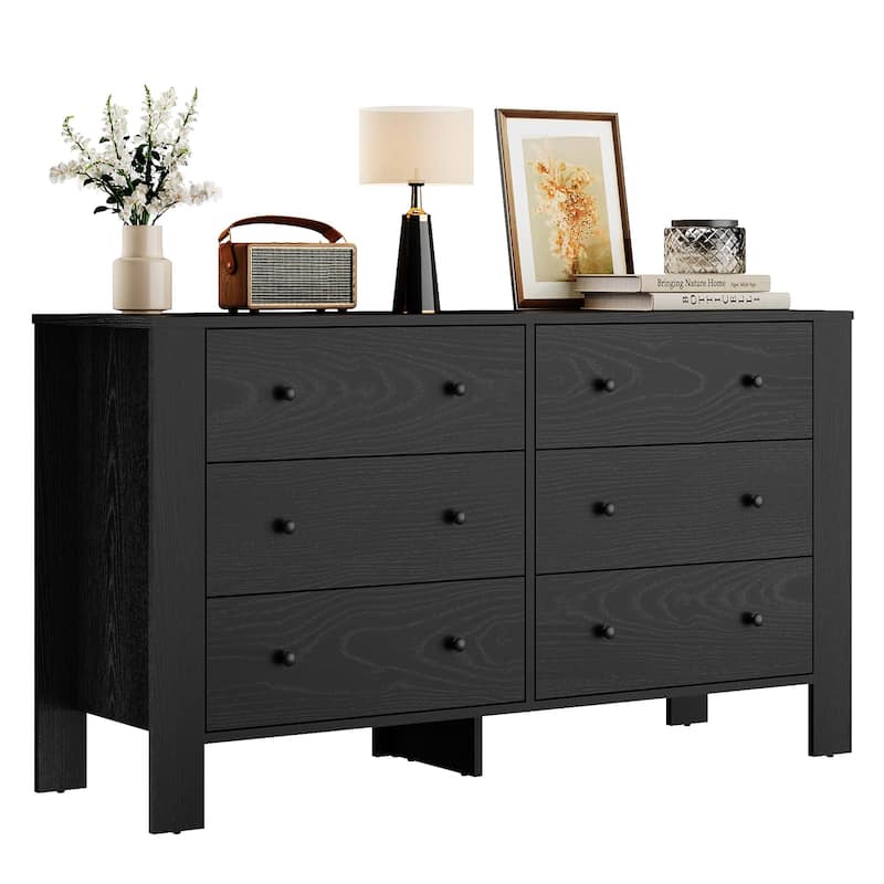 6 Drawer Dresser for Bedroom, Modern Wooden Storage Chest with Drawers