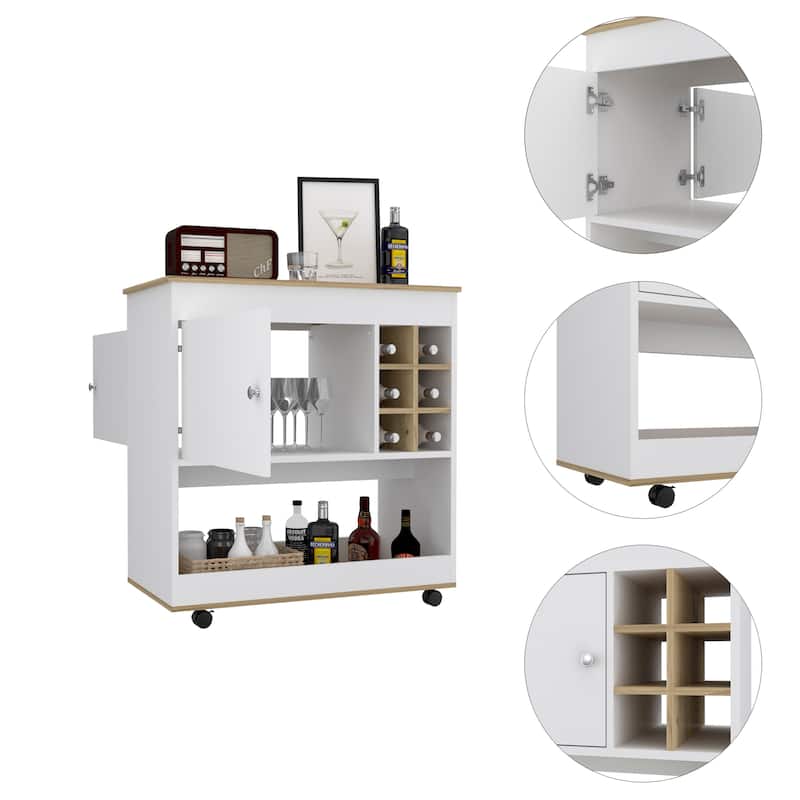 Bar Cart Lower Panel With Six Bottle Cubbies