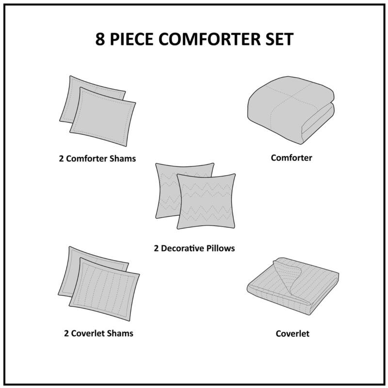 GDF Studio - Marina 8-Piece Printed Seersucker Comforter and Quilt Set Collection with Decorative Pillows