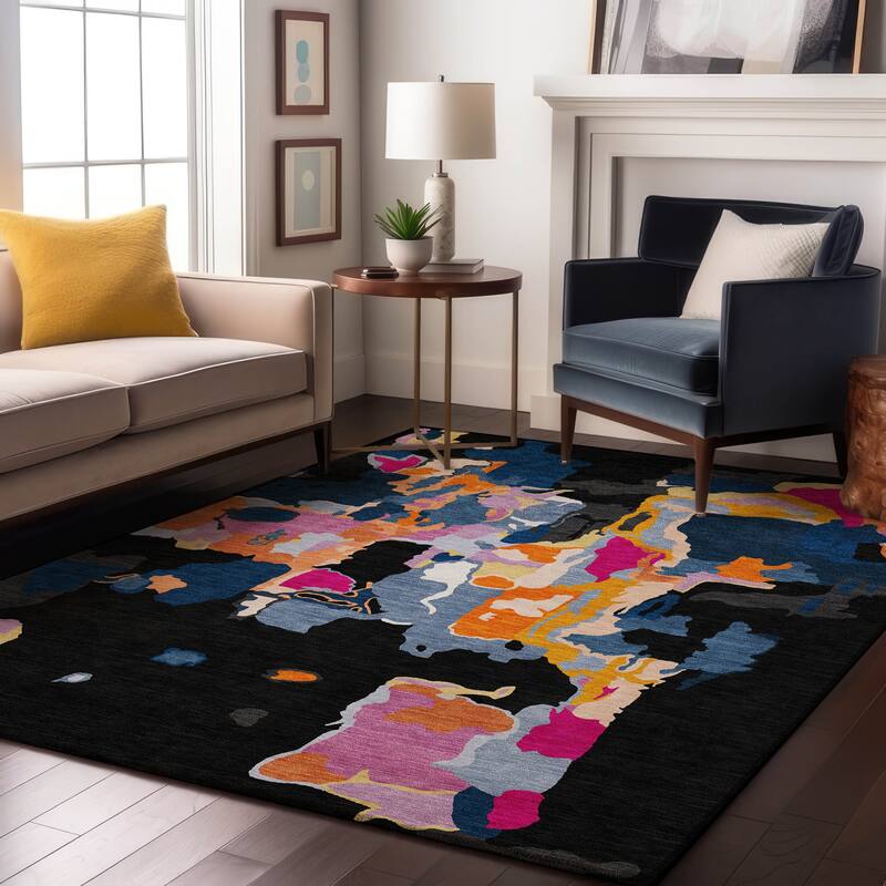 Premium Washable Super Soft Modern Abstract Mayfield Rug - Black - 9' x 12'
