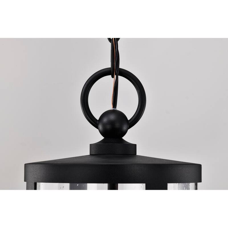 Broadstone 2 Light Hanging Lantern Matte Black with Clear Seeded Glass