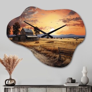 Designart - Barn Scenery At Dusk IV - Barn Wall Clock in Cloud Shape ...
