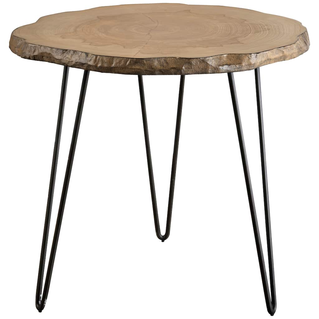 Uttermost 25468 Runay 22" Diameter Veneered Wood Top Metal Side Table