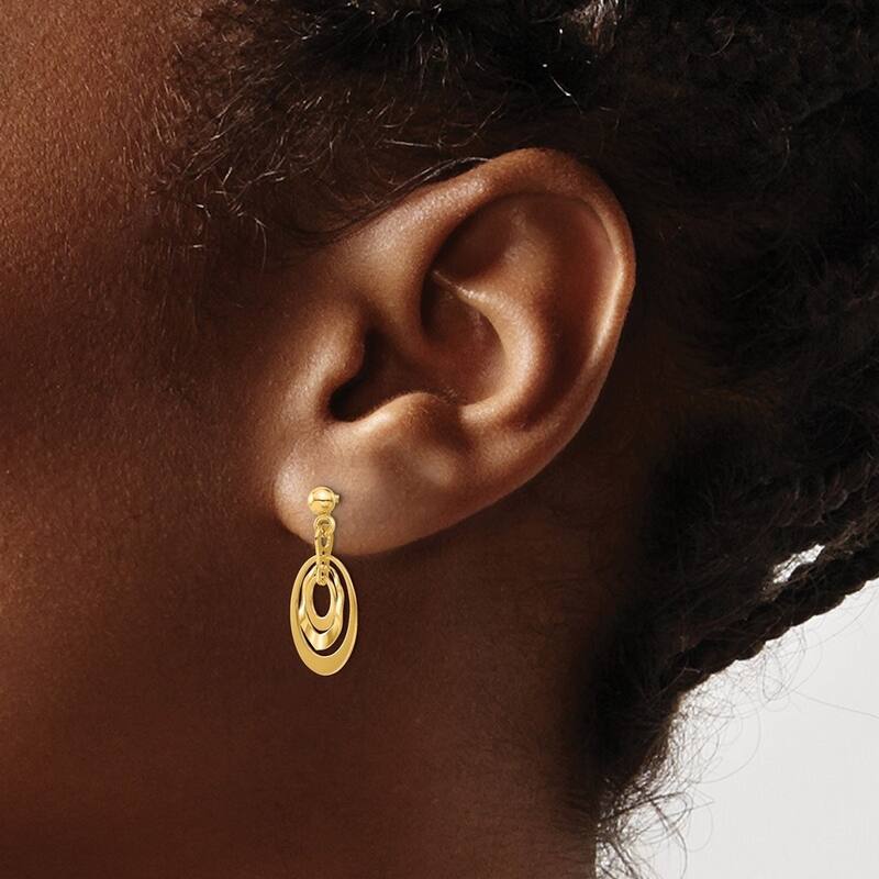 Curata 14k Yellow Gold Polished Ovals Post Guardian Angel Earrings - 20.4x10.35mm