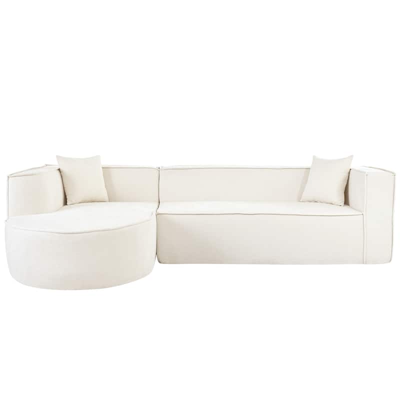 109.2" Chenille L-Shaped Sectional Sofa with 3 Seater and Throw Pillows