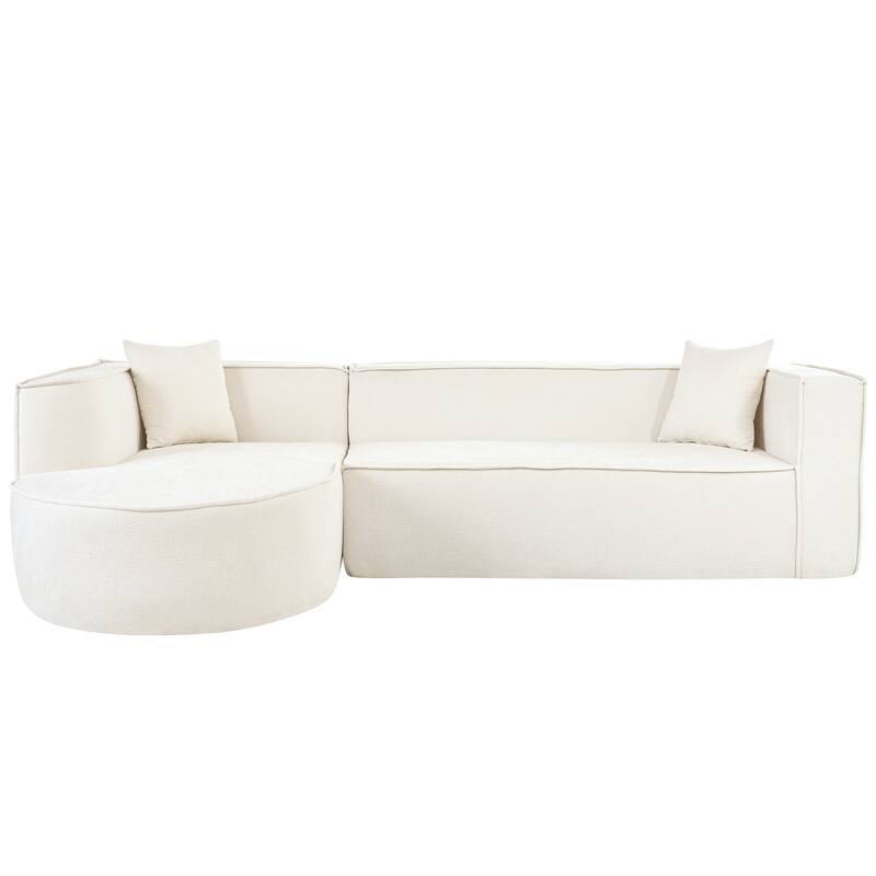 Modern Style Sectional Sofa, Modular L-Shape, Chenille, Beige, 109x66x28 inches