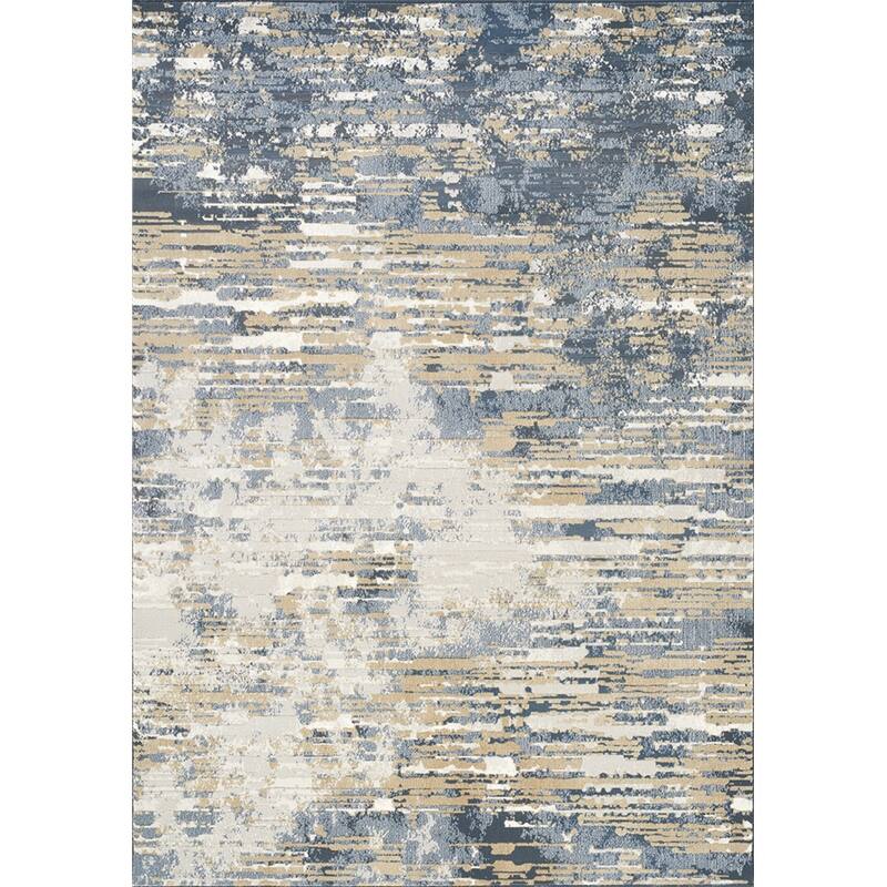 Iris Beige/ Blue Distressed Rip Rug