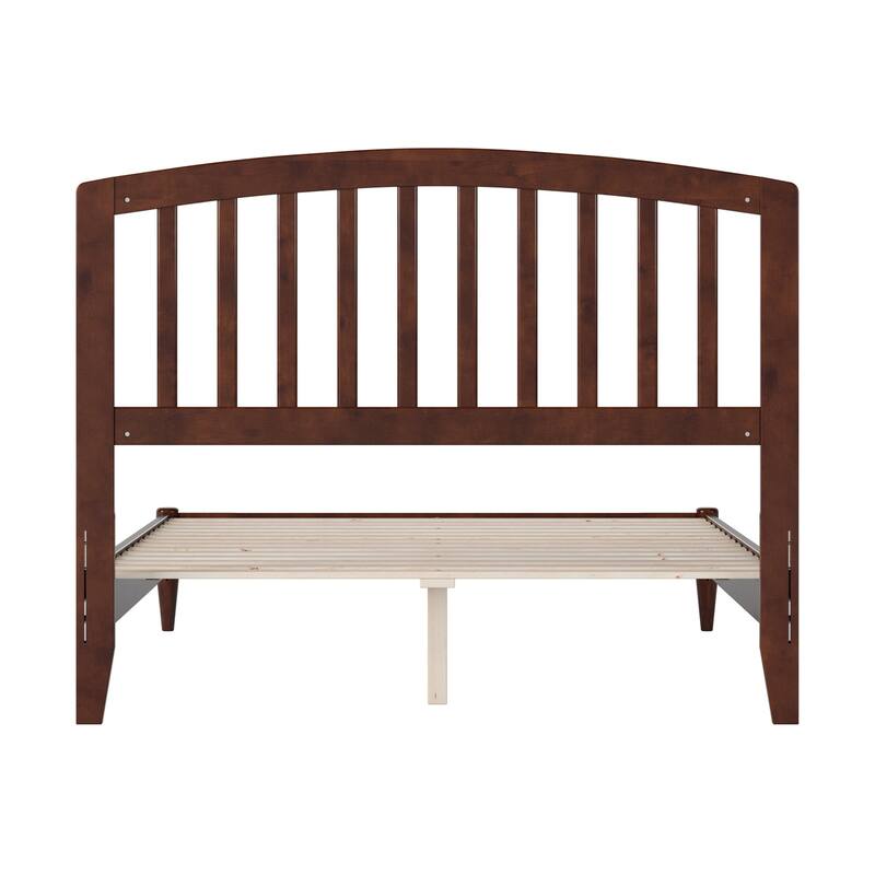 Solid Wood Low Profile Platform Bed - Traditional Design, Walnut Finish - Full Size Bed Frame