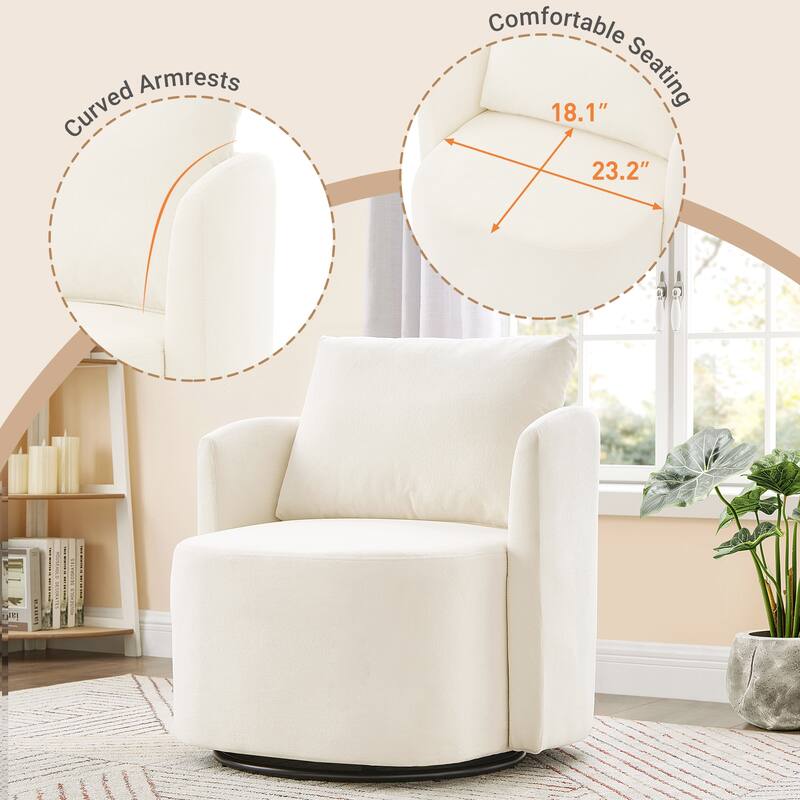 Swivel Chair for Living Room, 29.9" Accent Armchair with Removable Backrest Upholstered Swivel Sofa Chair for Office