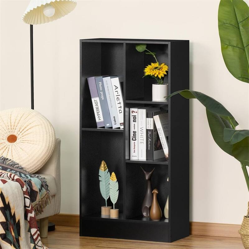 5 Cube Bookshelf Small Modern Horizontal Bookcase - 9.56"D x 19.68"W x 41.06"H