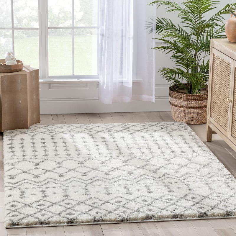 Well Woven Celeste Coimbra Moroccan Diamond Pattern Area Rug