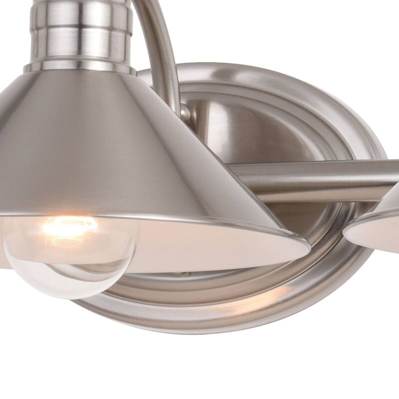 Barn Wall Sconce 28" Satin Nickel, 3 Light Vanity Light, Metal Shade, Bathroom Lighting - 6.25