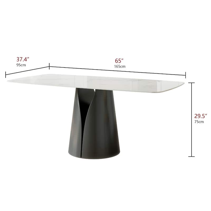 Modern Stylish Dining Table with Rectangle White Slate Top