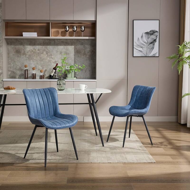 Upholstered Dining Chairs Set of 2, Mid Century Modern Armless Kitchen Chair