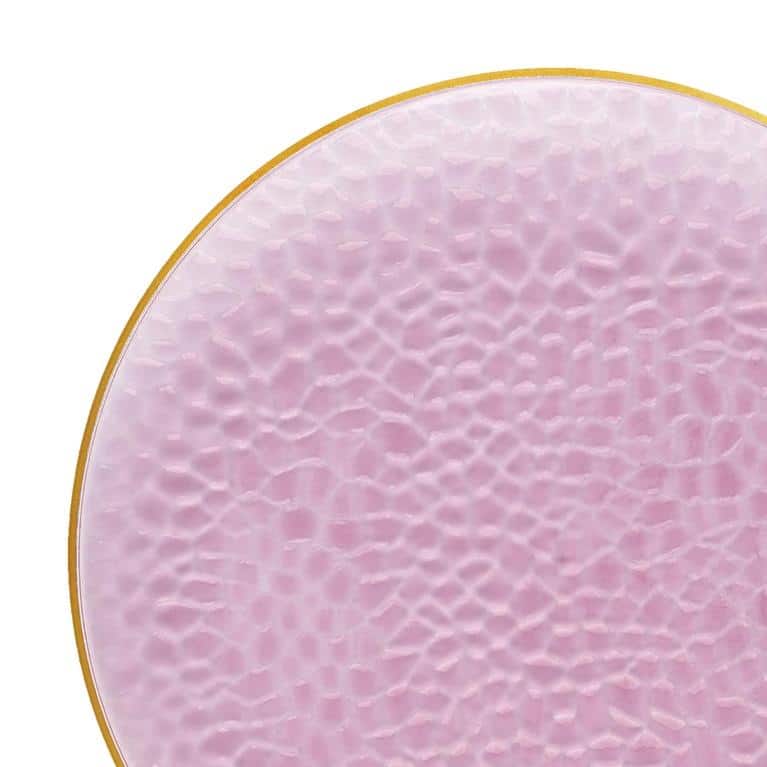 Fancy Rim Hammered Glass Disposable Plastic Plates - Party Supplies