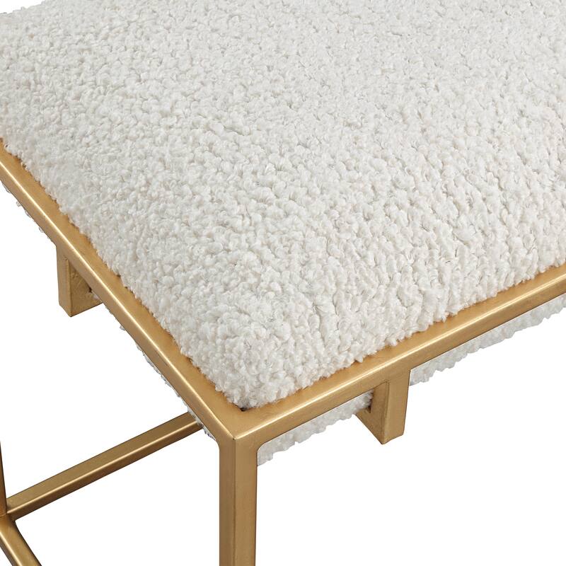 Uttermost Paradox Gold and White Small Shearling Bench