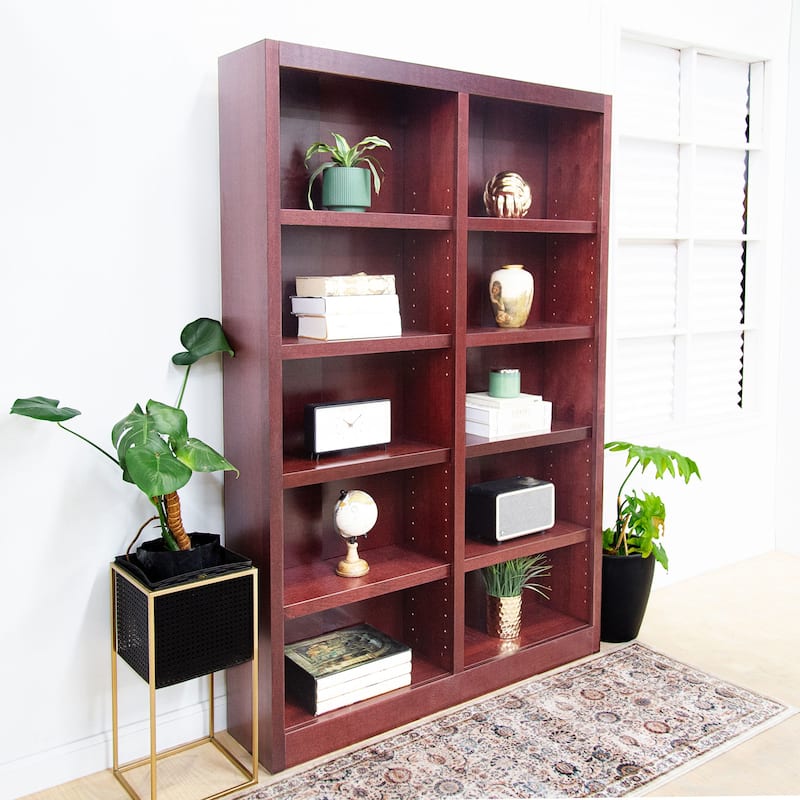Concepts in Wood Double Wide Wood Bookcase, 10 Shelf, 72 inch Tall