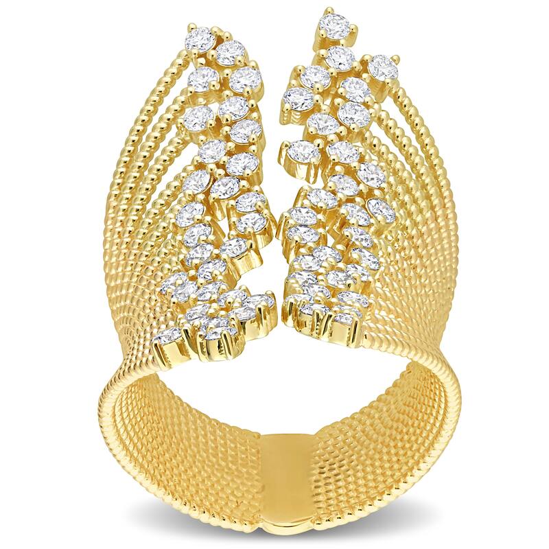 Miadora 1 3/4ct TDW Diamond Multi-Row Open Cocktail Ring in 14k Yellow Gold