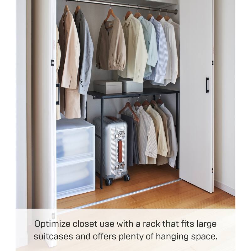 Yamazaki Home Expandable Suitcase Rack, Steel, Expandable - L 18.9 x W 36.22 x H 33.46 inches