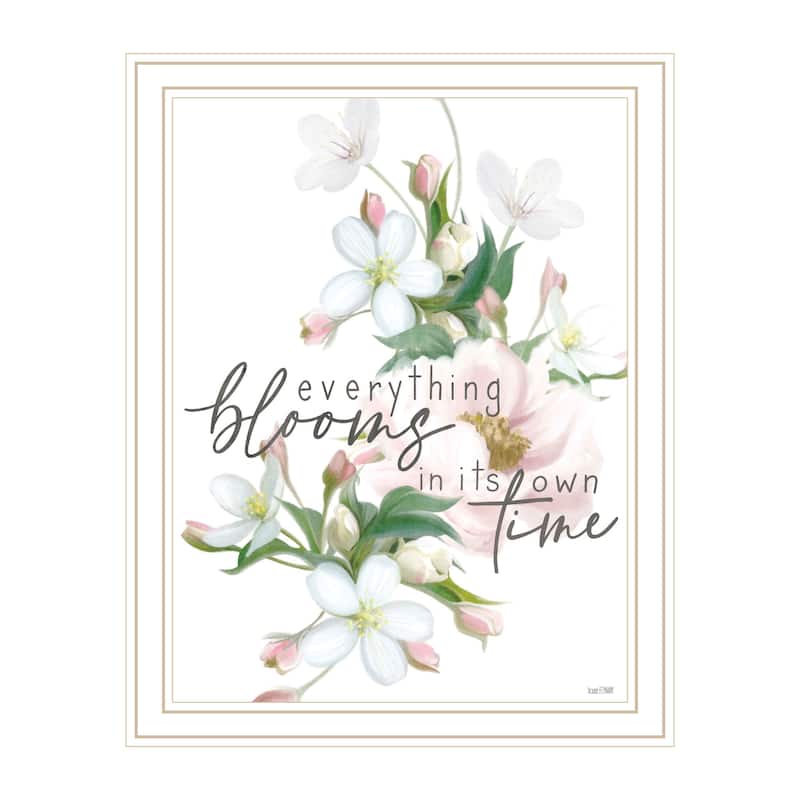 TrendyDecor4U Contemporary "Everything Bloom" Framed Print Wall Art - White