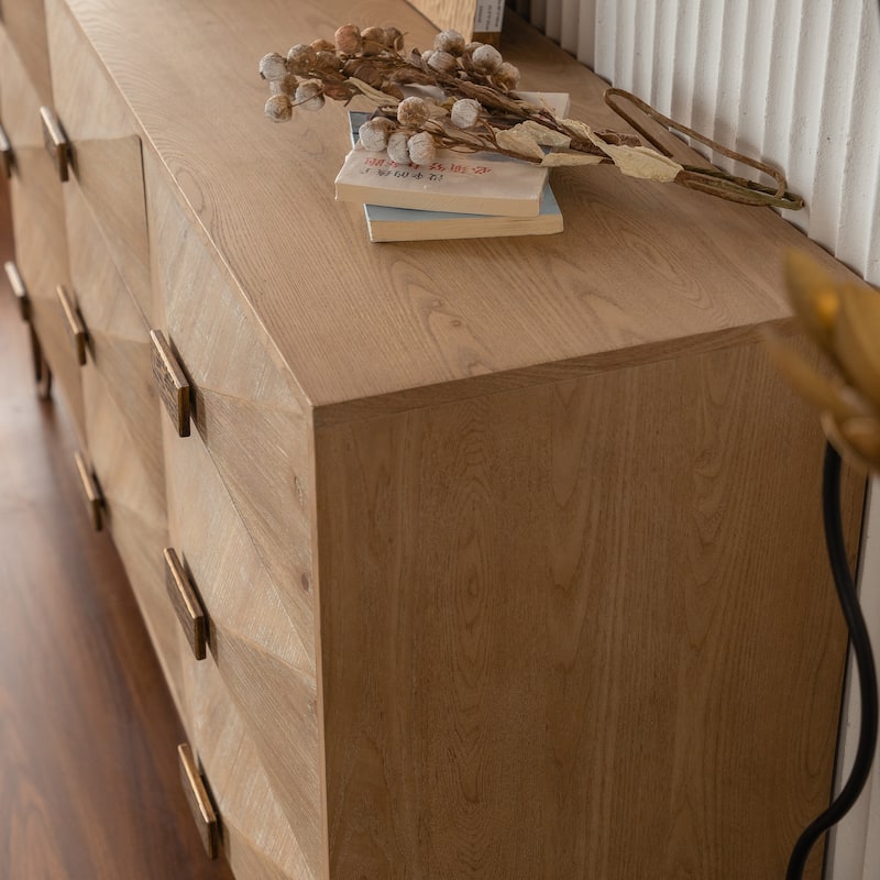9 Drawers Dresser, Modern Dressers & Chests of Drawers, TV Stand,Light Wood Dresser for Bedroom,Living Room,Hallway