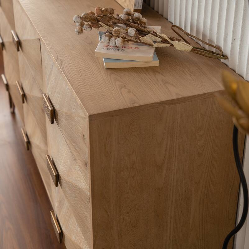 9 Drawers Dresser,Modern Dressers&Chests Of Drawers,Tv Stand,Light Wood Dresser For Bedroom,Living Room,Hallway