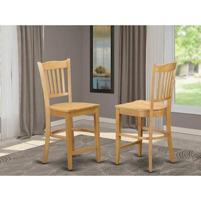 Set of 2 Counter Height Wooden Bar Stools with Backrests, Comfortable Kitchen Island Chairs for Dining or Bar