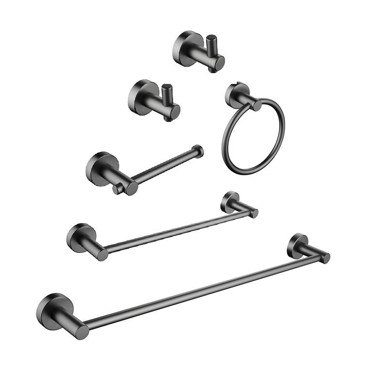 6 Piece Aluminum Bathroom Towel Rack Set Wall Mount