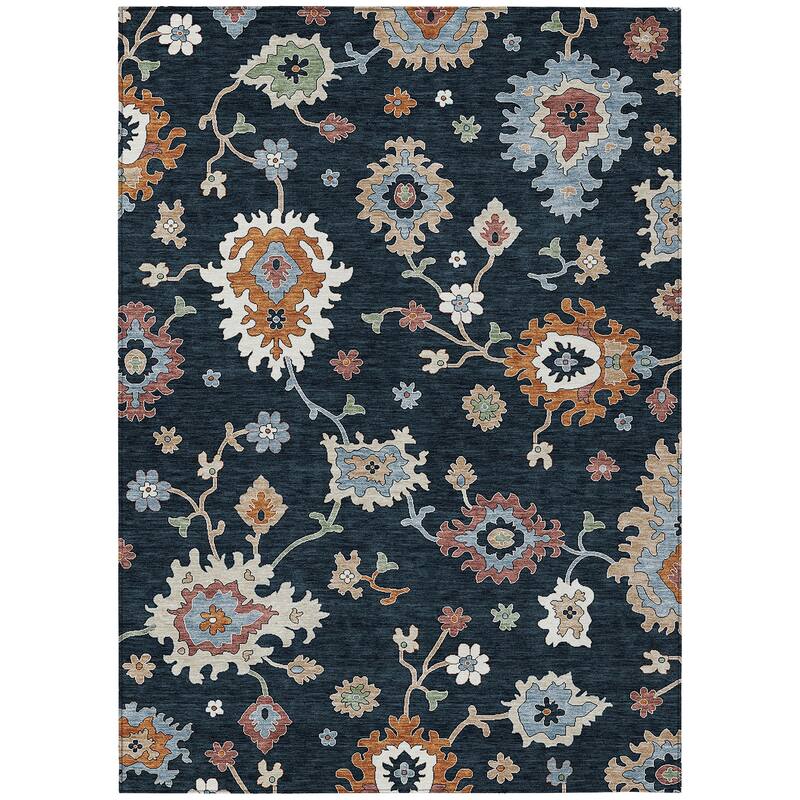 Machine Washable Indoor/ Outdoor Chantille Traditonal Kashan Rug