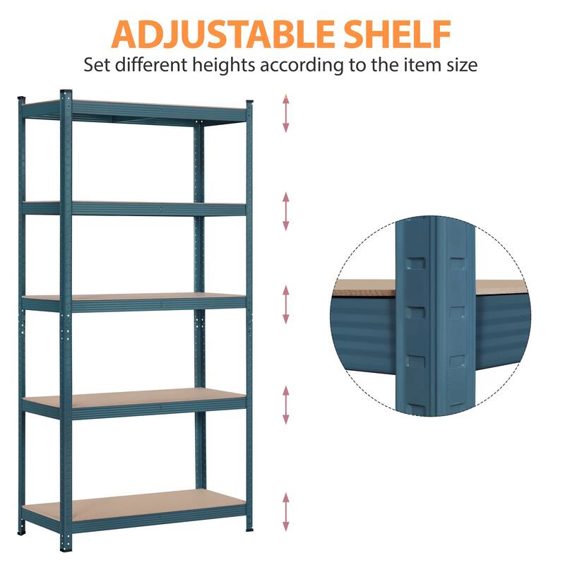 Yaheetech 71in 5-Tier Metal MDF Storage Rack, Adjustable Shelves, 386lb Capacity for Each Shelf
