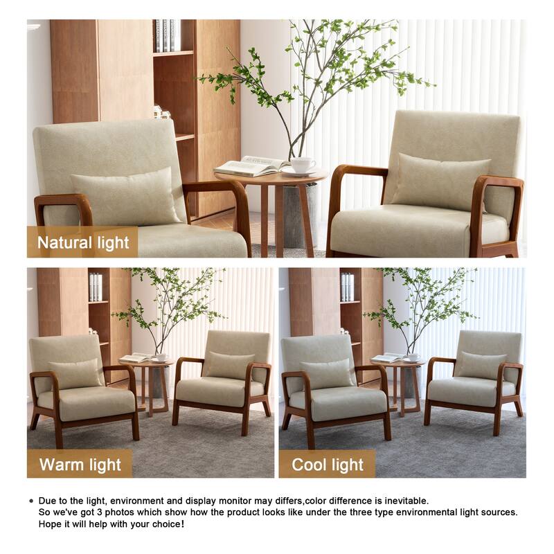Upholstered Armchair Leisure Chair Accent Chairs Set of 2 with Pillow