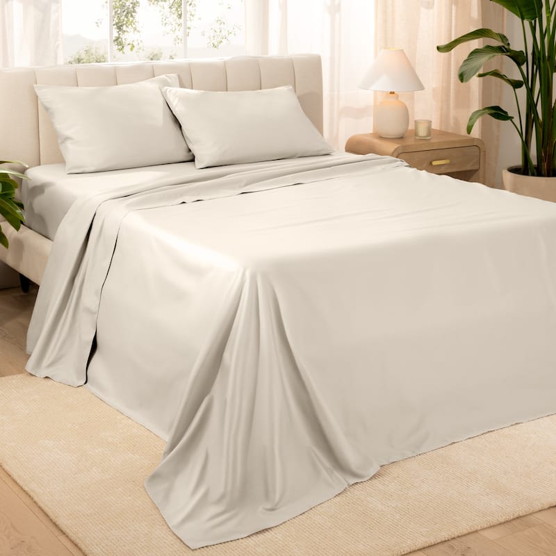 Bare Home Organic Cotton Sheet Set - Silky Smooth Sateen Weave - King - French Beige