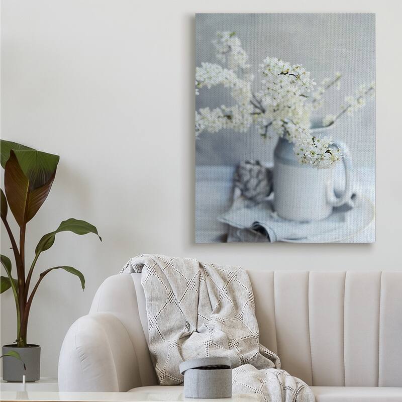 Stupell White Blossom Florals in Soft Country Mug Canvas Wall Art