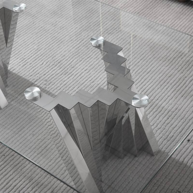 Tempered Glass Top Coffee Table with Gold Mirror Finish Stainless Steel Base