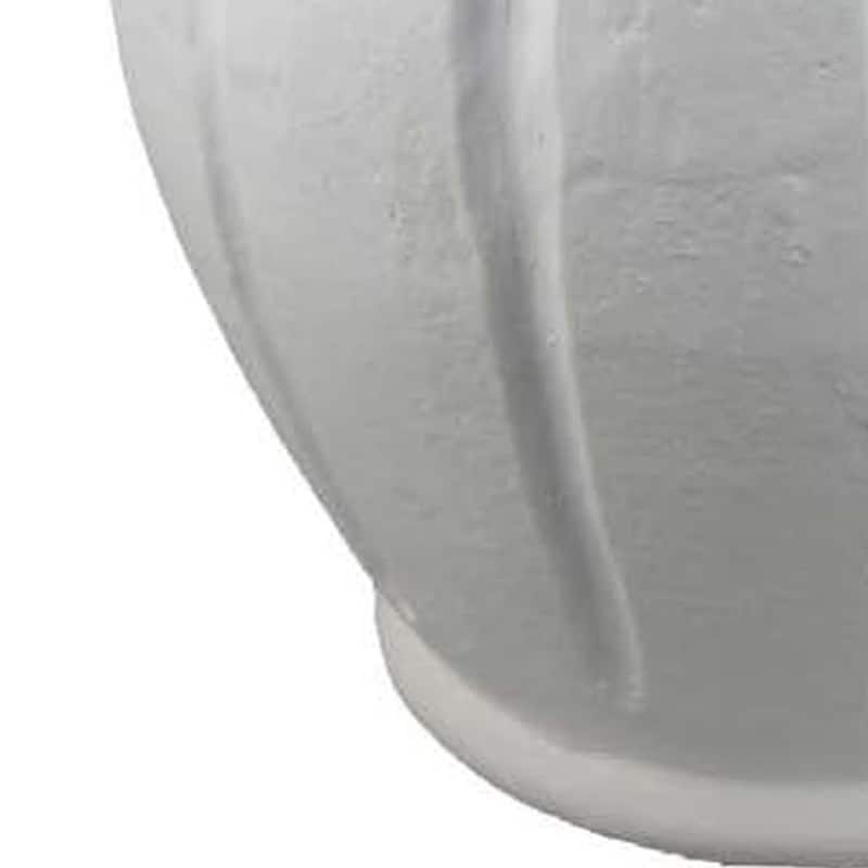 Nehu Decorative Vase, Beaded Neck Details, 15 Inch White Resin