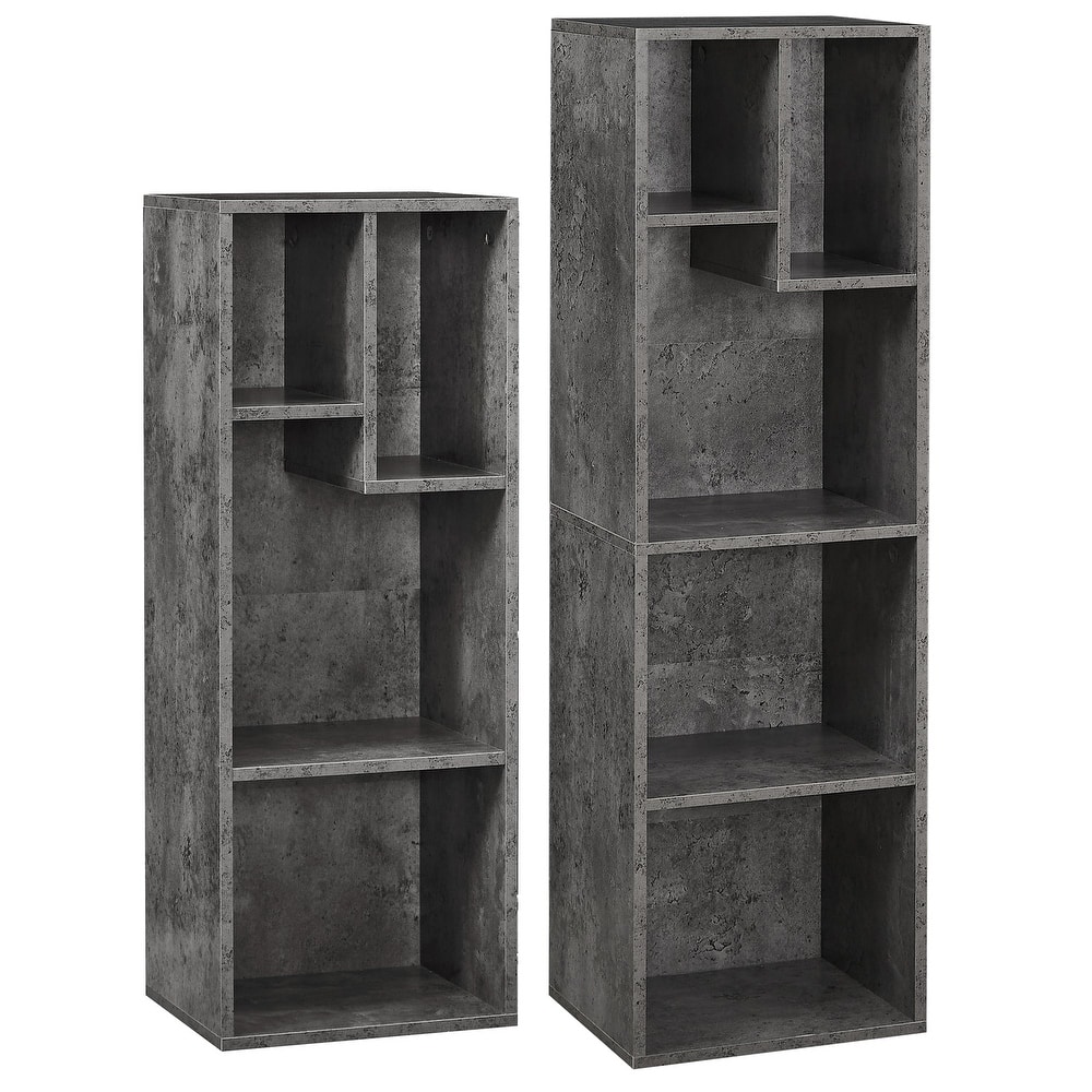 VECELO 3-Tier Bookcase and 4-Tier Bookcase set, Modern & Contemporary Wooden Bookshelf sets(set of 2)