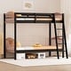 preview thumbnail 2 of 40, Twin Over Twin Solid Wood Bunk Bed for Kids and Adults, No Box Spring Required Black and Brown - Twin