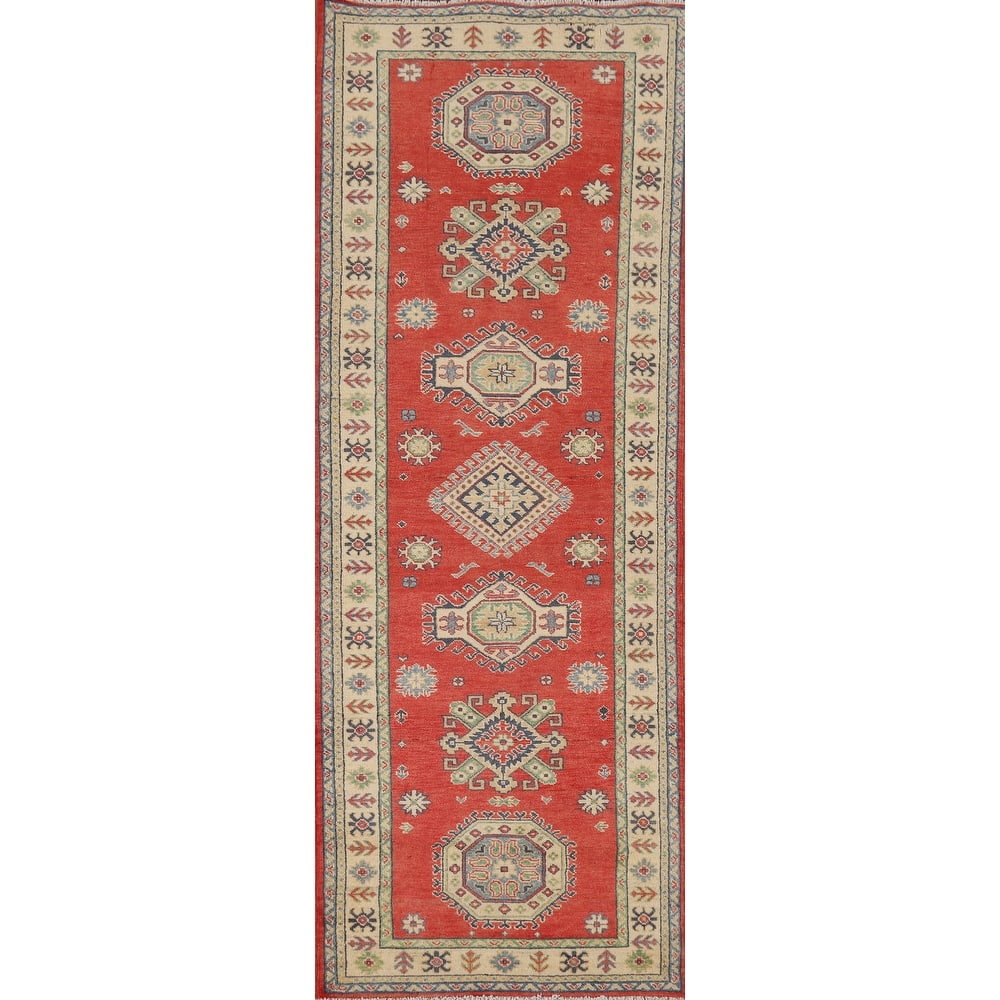 Oriental Kazak Runner Rug Handmade Wool Carpet - 2'10" x 9'1"