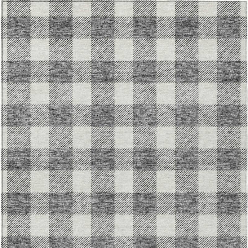 HomeRoots Plaid Transitional Rectangle Outdoor Rug