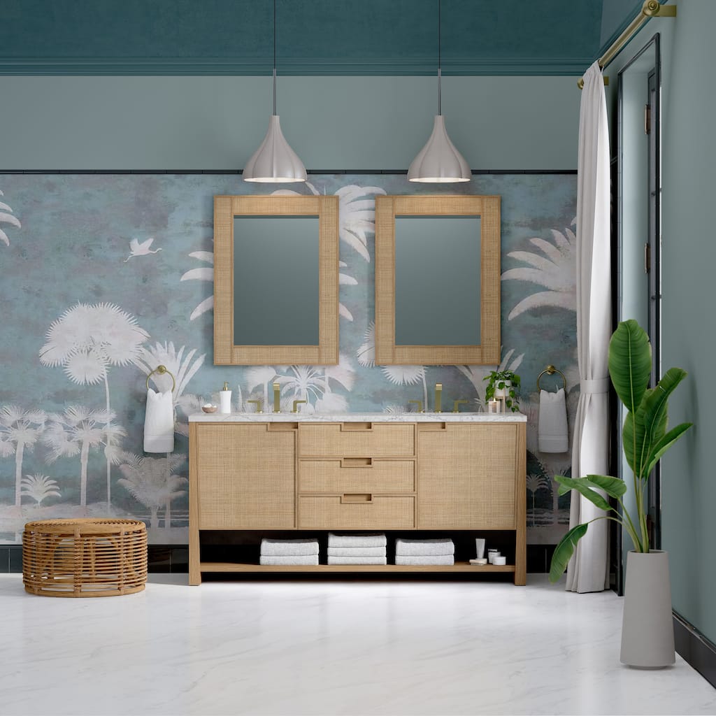 Solene 72" Double Vanity, Seaside Oak, w/FreePower Wireless Charger