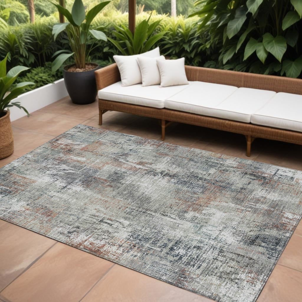 HomeRoots Abstract Transitional Rectangle Outdoor Rug