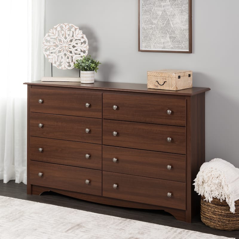 Prepac Sonoma 8 Drawer Double Dresser for Bedroom, Wide Chest of Drawers, Traditional Bedroom Furniture