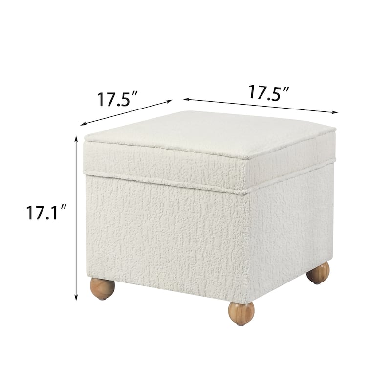 Adeco Square Storage Ottoman 17 inch Footstool